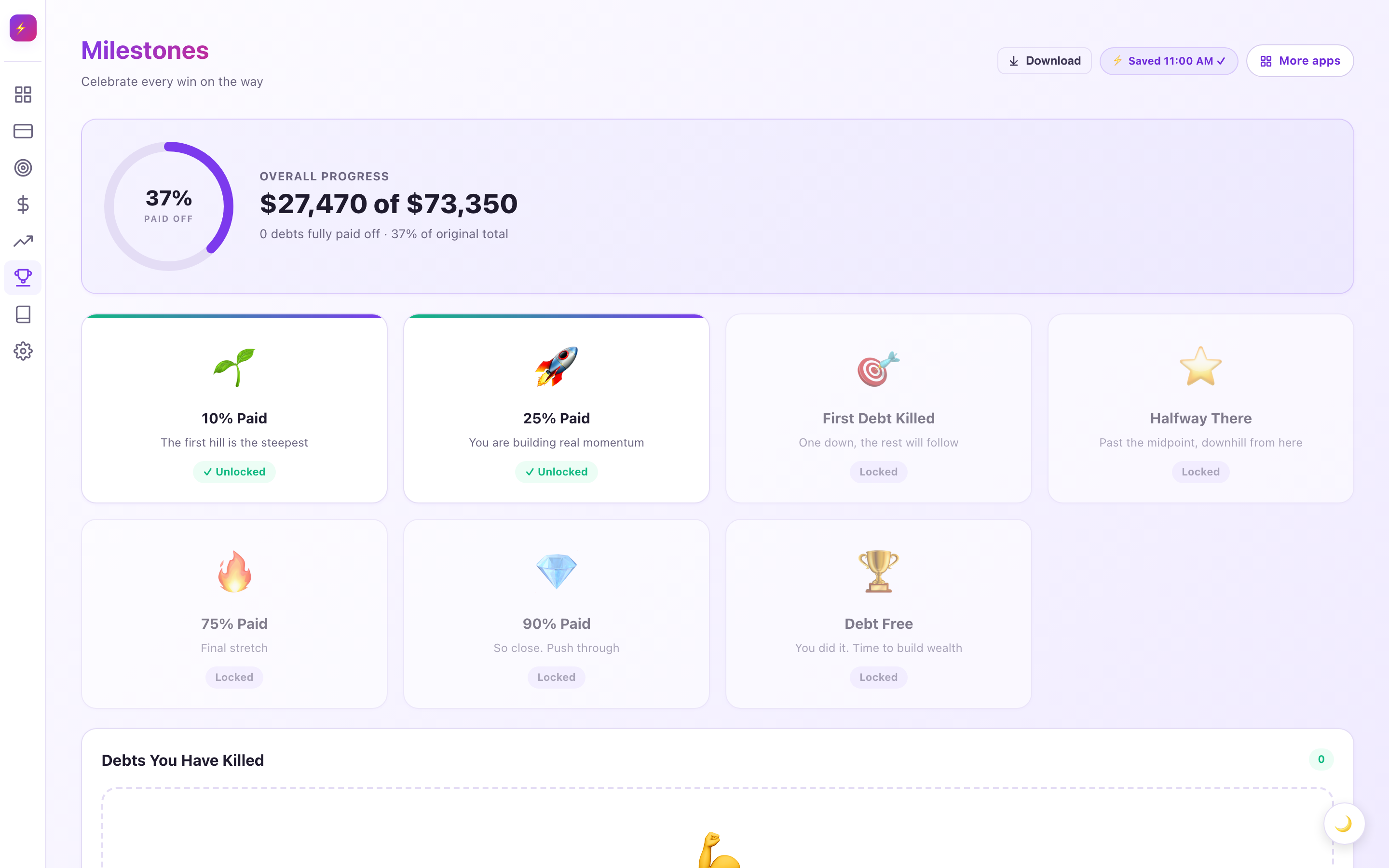 Milestones tab